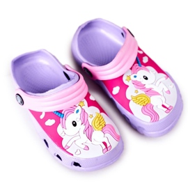 Kinder Hausschuhe aus Schaumstoff Crocs Violet Pink Oscar lila rosa