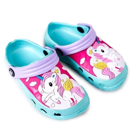Kinder Hausschuhe aus Schaumstoff Crocs Grün Violett Oscar lila