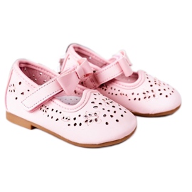 Apawwa Kinder Ballerinas aus Leder mit Klettverschluss Rosa Mireia