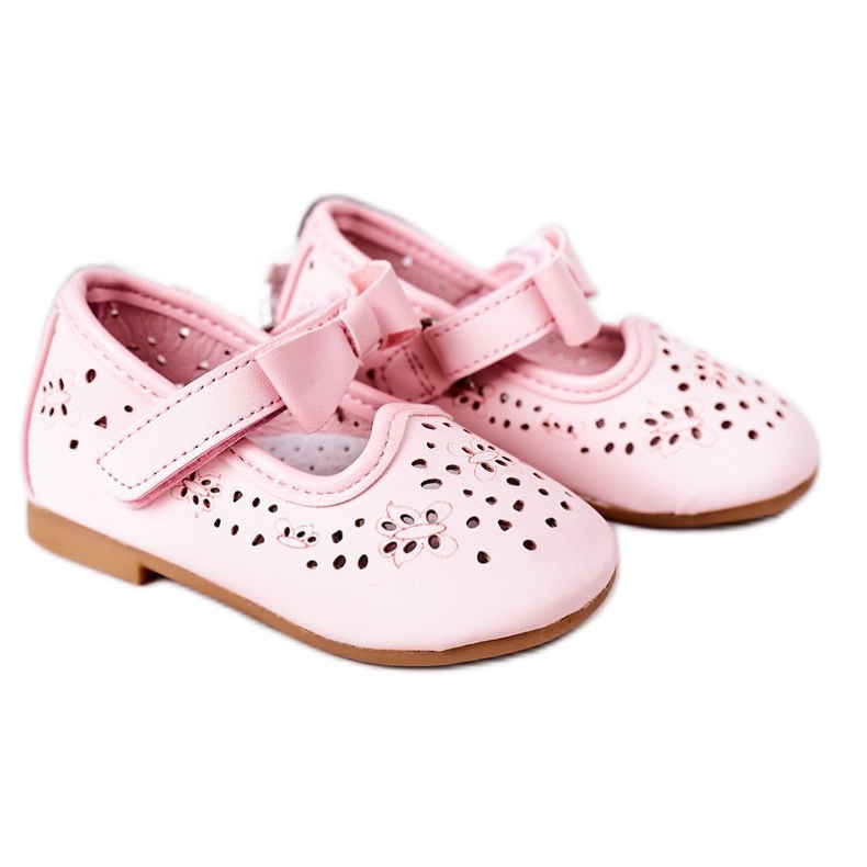 Apawwa Kinder Ballerinas aus Leder mit Klettverschluss Rosa Mireia