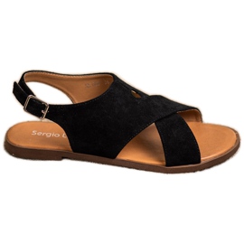 Sergio Leone Flache schwarze Sandalen