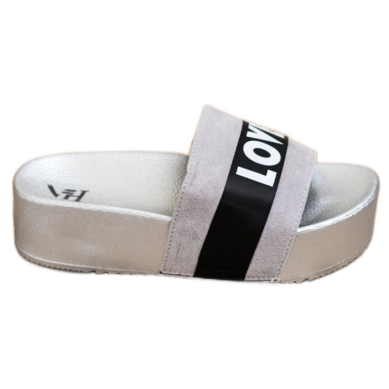 SHELOVET Hausschuhe auf der Liebesplattform silber- grau