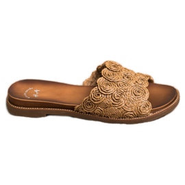 SHELOVET Braune geflochtene Hausschuhe