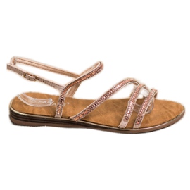 Fama Elegante flache Sandalen braun golden