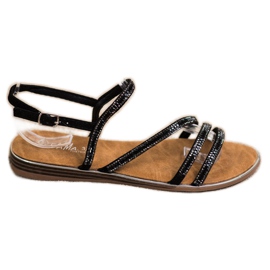 Fama Elegante flache Sandalen schwarz