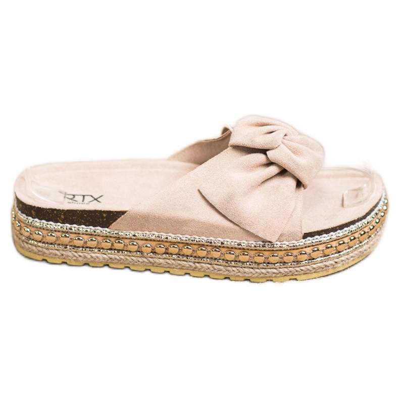 SHELOVET Espadrilles Hausschuhe mit Schleife beige