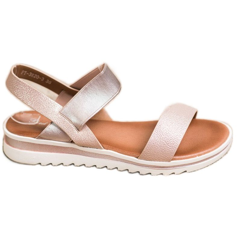 Best Shoes Modische Slip-On Sandalen rosa golden