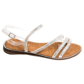 Fama Elegante flache Sandalen silber-