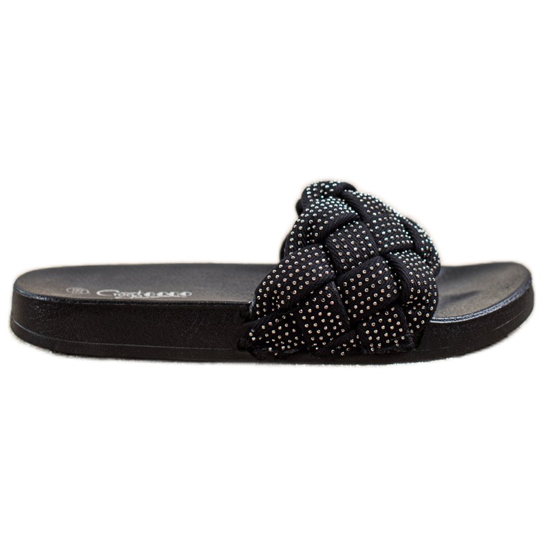 Groto Gogo Textilhausschuhe mit Kristallen schwarz