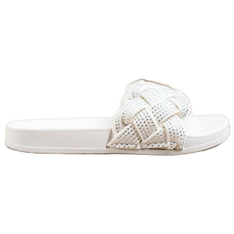 Groto Gogo Textilhausschuhe mit Kristallen weiß