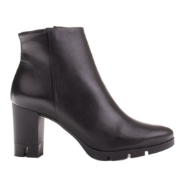 Marco Shoes Auffällige Stiefel aus naturnarbigem Leder mit dickem Absatz schwarz