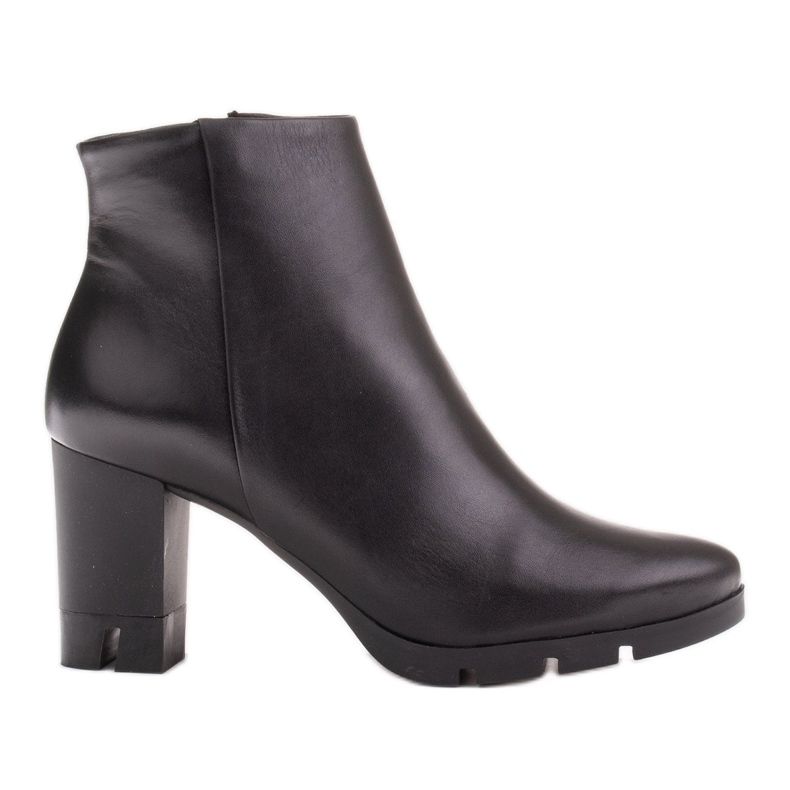 Marco Shoes Auffällige Stiefel aus naturnarbigem Leder mit dickem Absatz schwarz