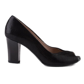 Marco Shoes schwarze gestreifte Pumps aus Leder