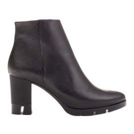 Marco Shoes Auffällige Stiefel aus naturnarbigem Leder mit dickem Absatz schwarz