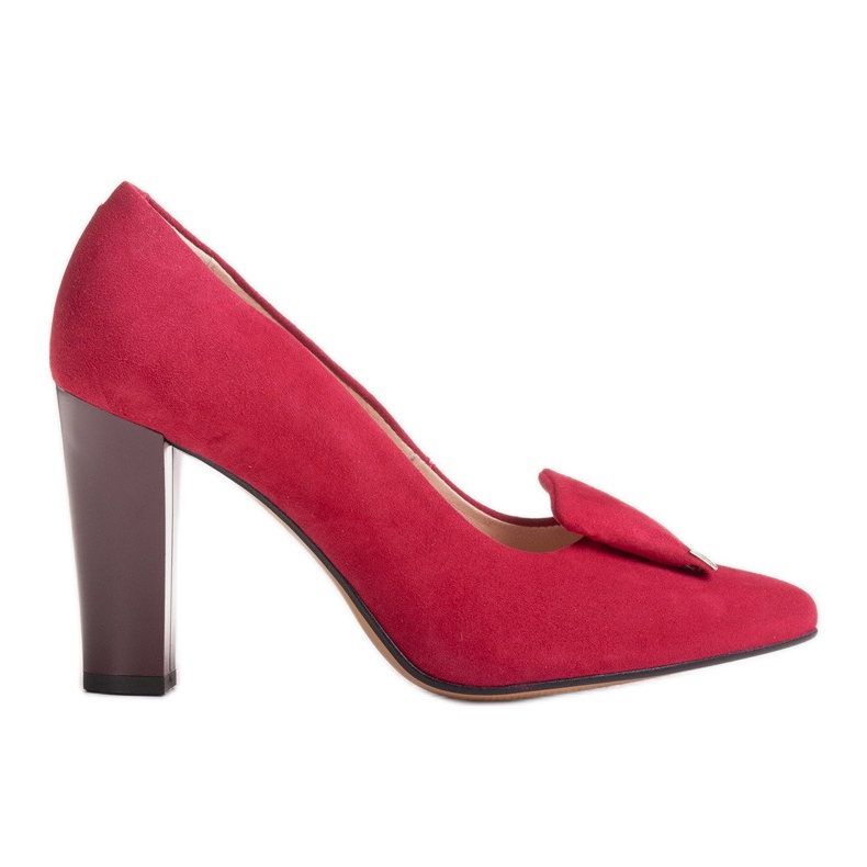 Kastanienbraune Velours-Pumps Marco Shoes 1008P mit Verzierung rot