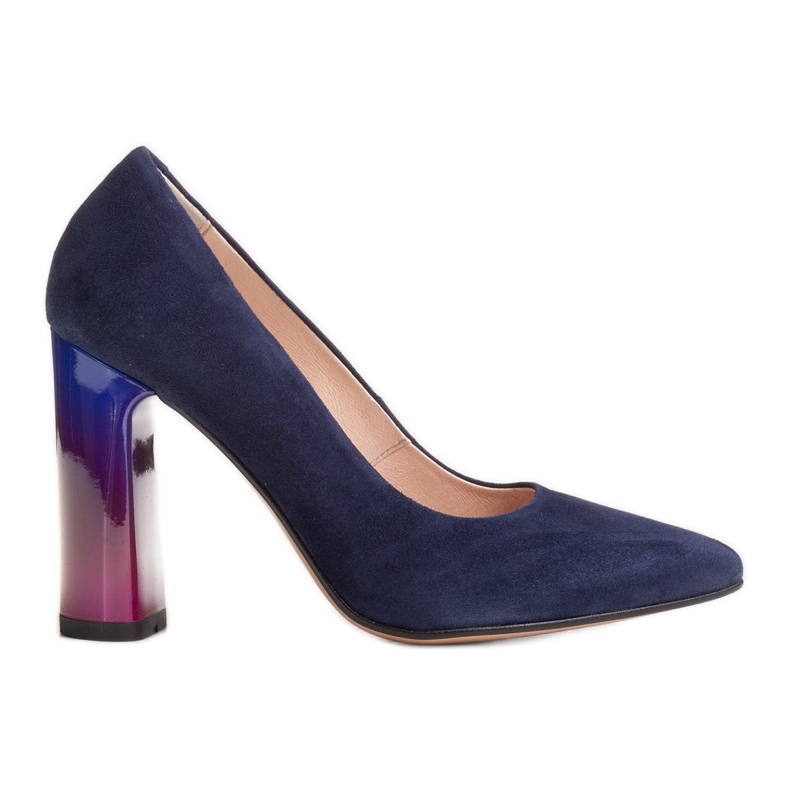 Marco Shoes Eleganter Lederpump mit hohem Absatz mehrfarbig navy blau