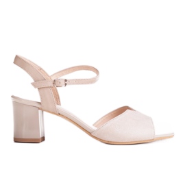 Marco Shoes Beige Sandalen 0624P aus interessantem Leder