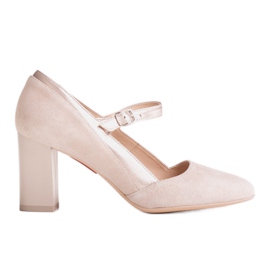 Marco Shoes Pumps mit Riemchen an einer stabilen Ferse beige