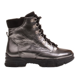 Marco Shoes 1349B Marco Leder-Sportstiefel grau