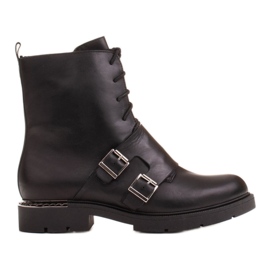 Marco Shoes Damen Schnürstiefel 1364B mit Doppelschnalle schwarz