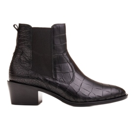 Marco Shoes Damenstiefelette im Cowboy-Stil mit Schlangenleder-Motiv schwarz