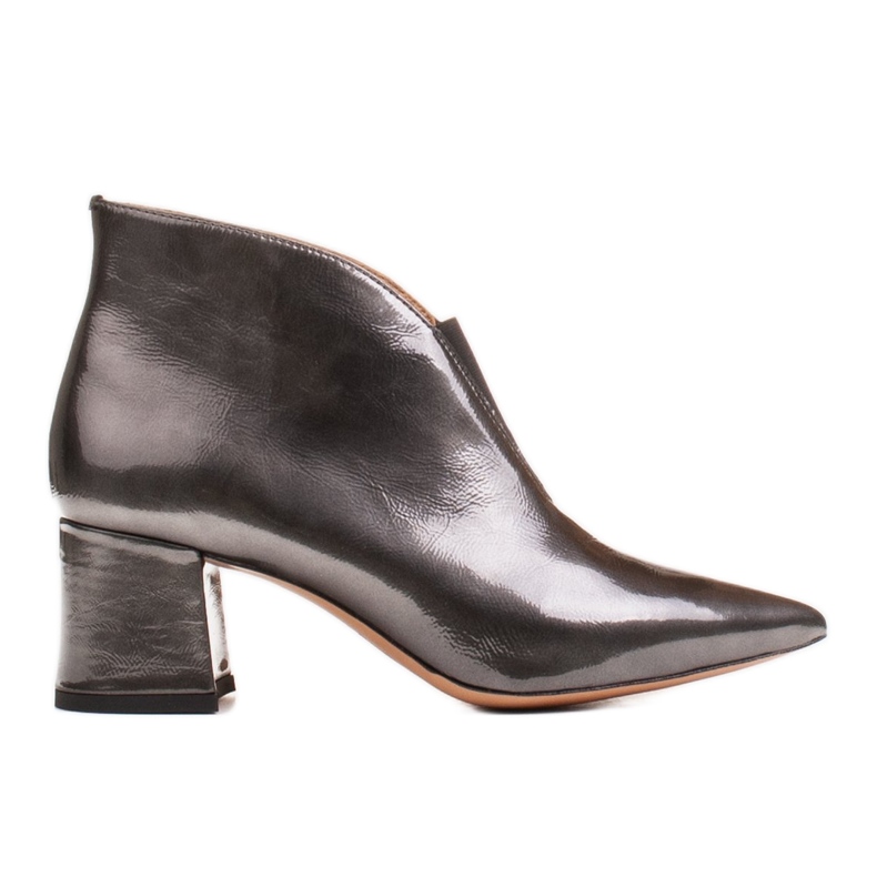 Marco Shoes 1460B schmale graue Lederstiefelette mit Obermaterial aus Gummi