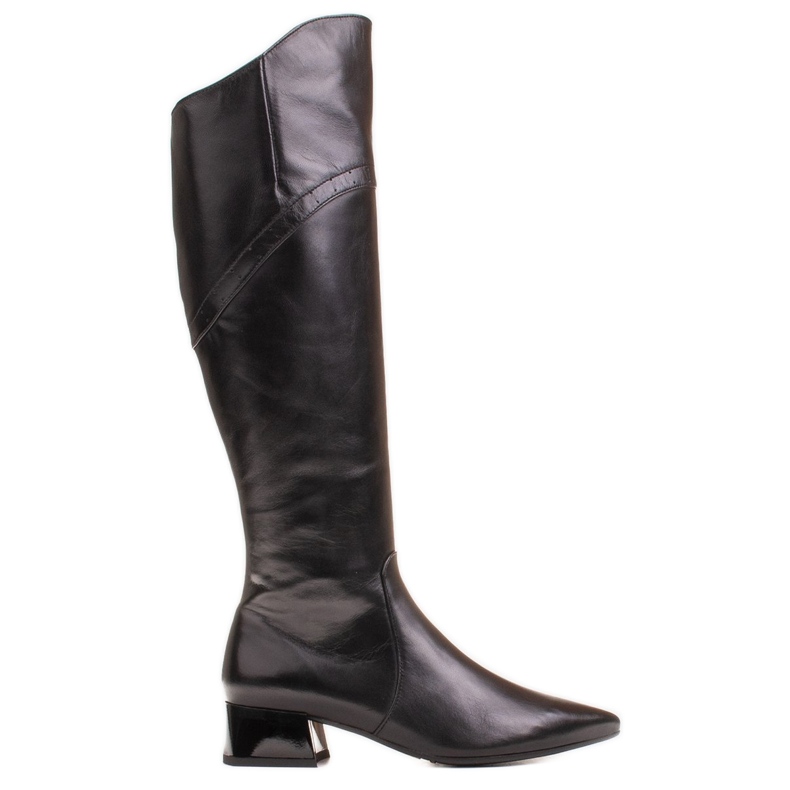 Marco Shoes Schwarze Lederstiefel mit gewelltem Rand