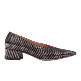 Marco Shoes Schwarze Pumps aus ausgefallenem gestreiftem Leder