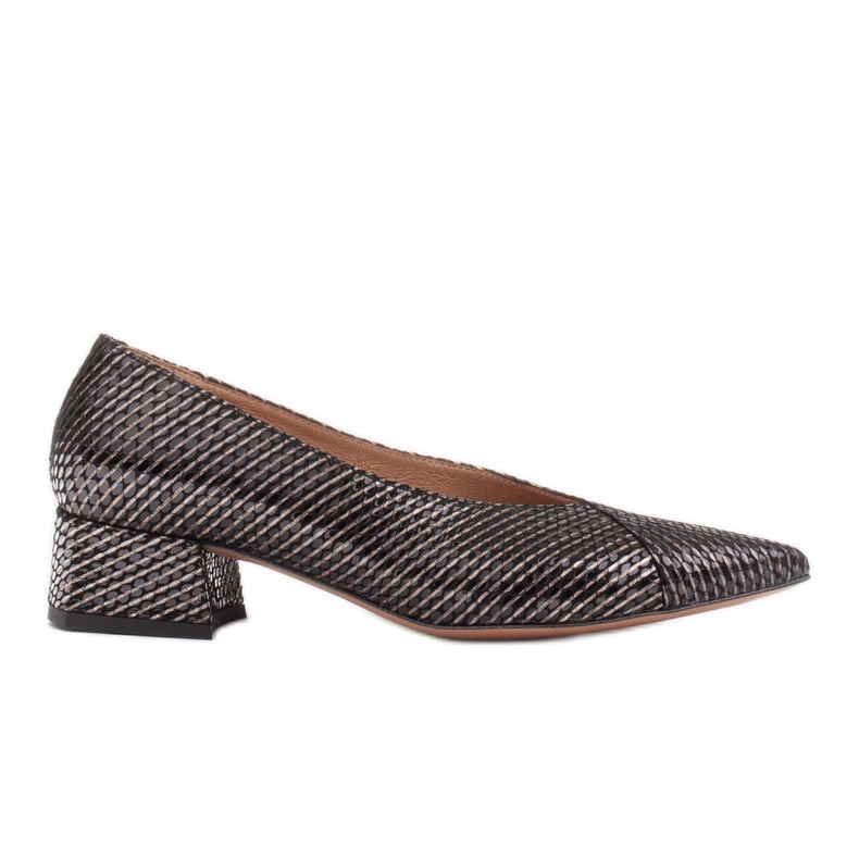 Marco Shoes Schwarze Pumps aus ausgefallenem gestreiftem Leder