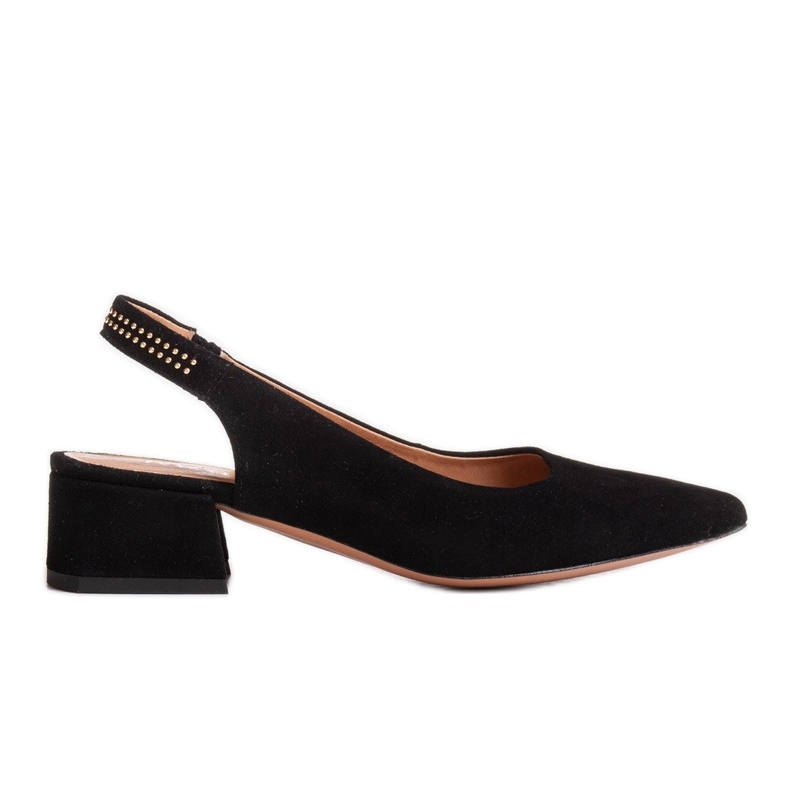 Marco Shoes Schwarze Wildledersandalen mit Zierdüsen