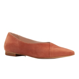 Marco Shoes Ballerinas aus natürlichem Wildleder in Apricot orange