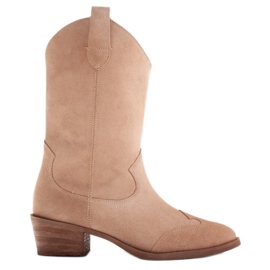 Marco Shoes Beige Stiefel aus natürlichem Wildleder