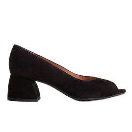 Marco Shoes Schwarze Wildlederpumps mit stabilem Absatz