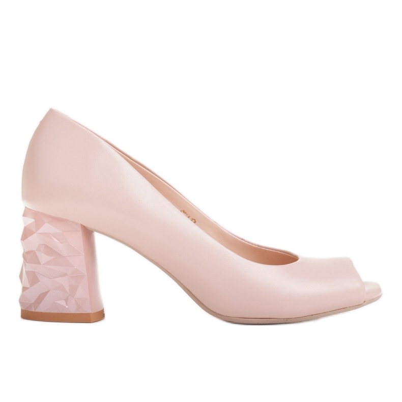 Marco Shoes Lederbeige Pumps mit 3D-Absatz rosa