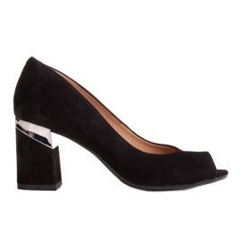 Marco Shoes Schwarze Wildlederpumps mit Metallic-Absatz
