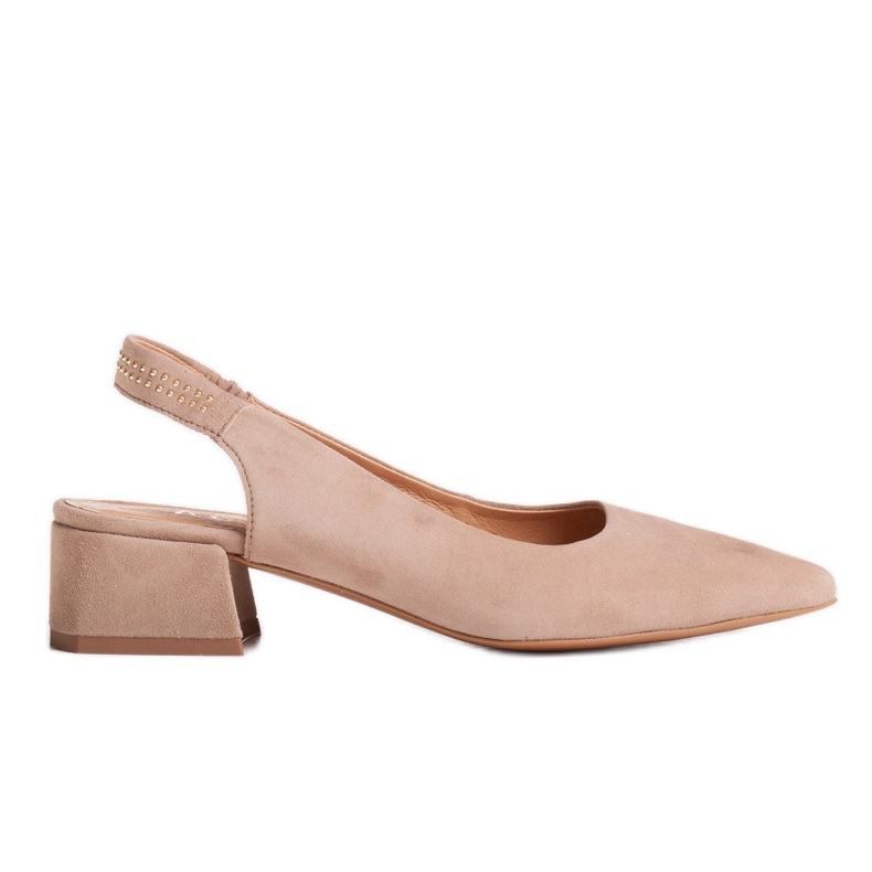 Marco Shoes Beige Wildledersandalen mit Zierdüsen