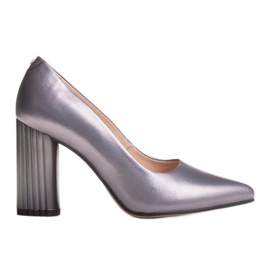Marco Shoes Graue Pumps mit geripptem Absatz