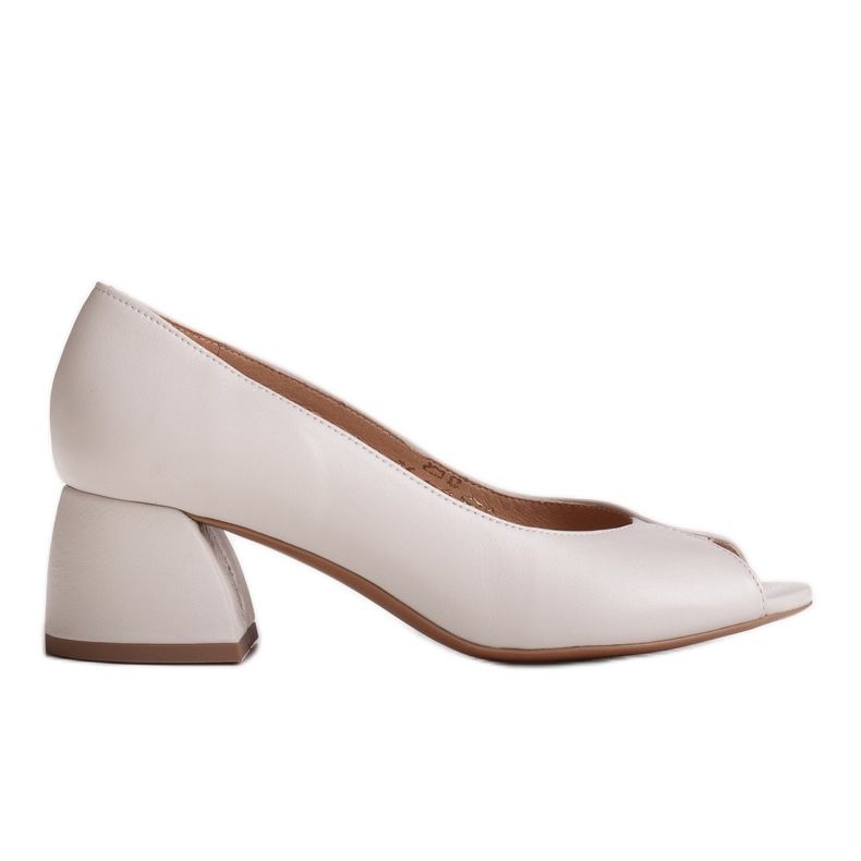 Marco Shoes 1576P beige Lederpumps mit stabilem Absatz