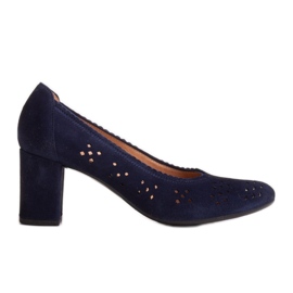 Marco Shoes Marineblaue Pumps mit Perforation für einen breiteren Fuß