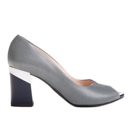 Marco Shoes Marineblaue 1636P gestreifte Pumps