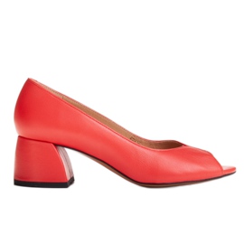 Marco Shoes 1576P rote Lederpumps mit stabilem Absatz