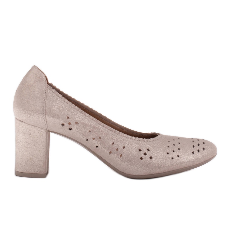 Marco Shoes Lederpumps mit Perforation für einen breiteren Fuß beige