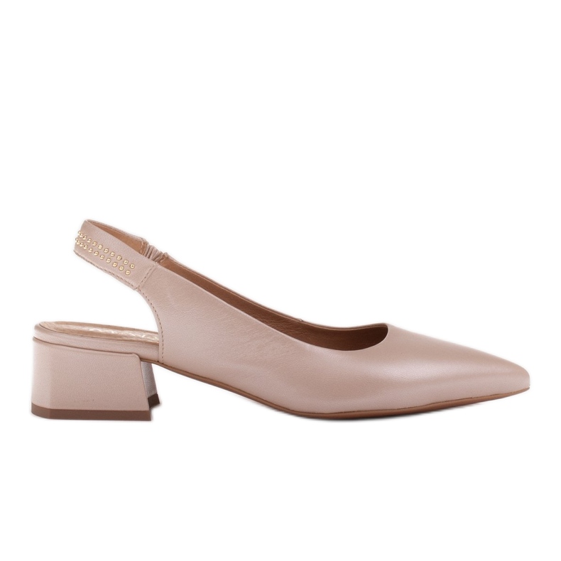 Marco Shoes Beige Sandalen mit Zierdüsen aus genarbtem Leder