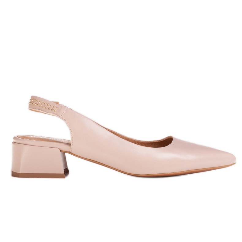 Marco Shoes Beige Sandalen mit Zierdüsen aus genarbtem Leder