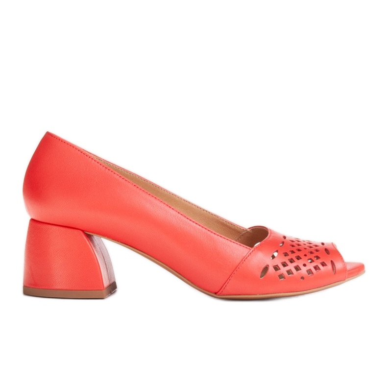 Marco Shoes Rote Pumps mit perforierter Front