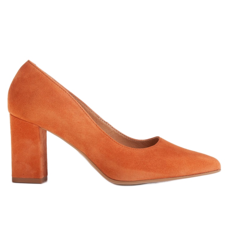 Marco Shoes Orangefarbene Pumps aus natürlichem Wildleder