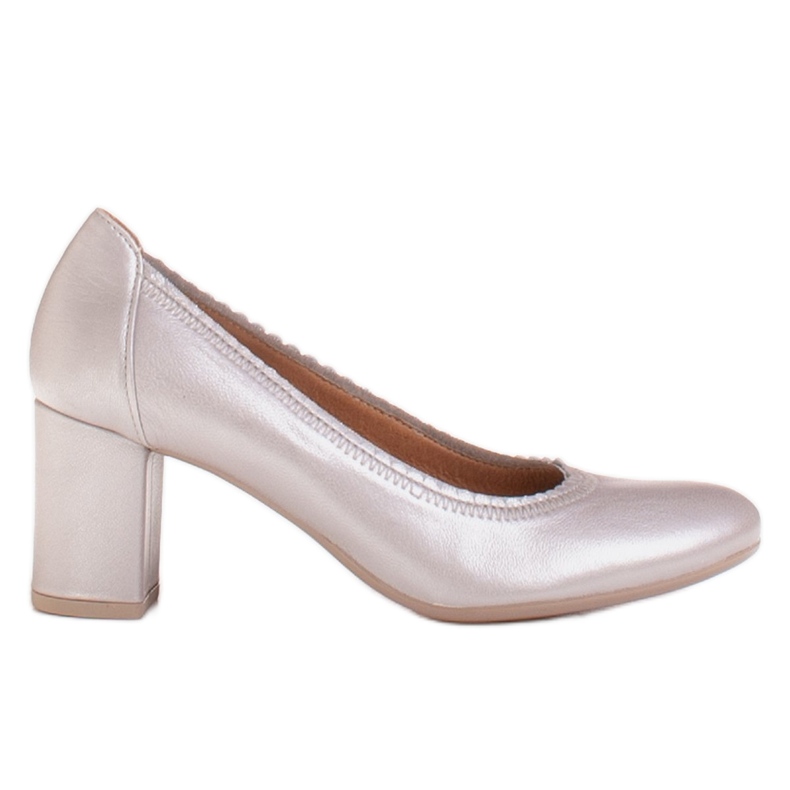 Radoskór Silberne Damenpumps für einen breiteren Fuß silber- grau