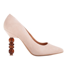 Marco Shoes Beige Wildleder-Heels mit Steinen