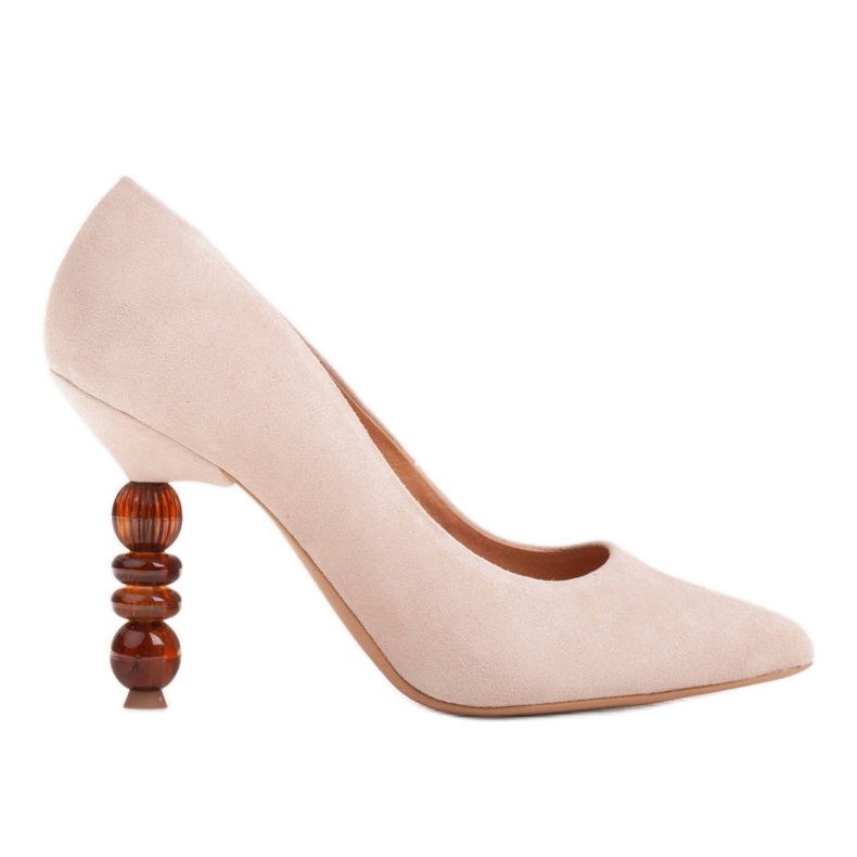 Marco Shoes Beige Wildleder-Heels mit Steinen
