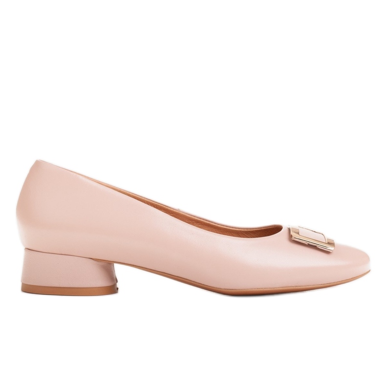 Marco Shoes Rosa Lederballerinas mit goldener Verzierung